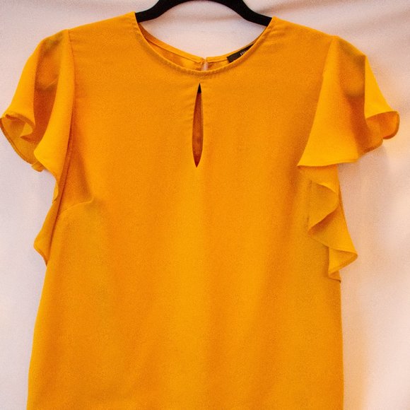 Mustard Yellow/Gold Short Sleeve Blouse - Picture 1 of 7